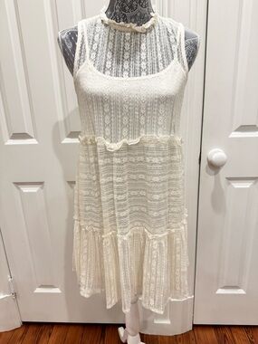 Altar'd State Cream Lace Midi Dress